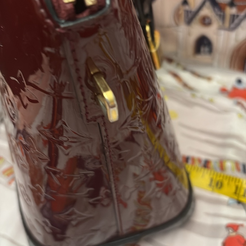 Louis Vuitton Burgundy and Black Patent Leather Satchel - Picture 10 of 11